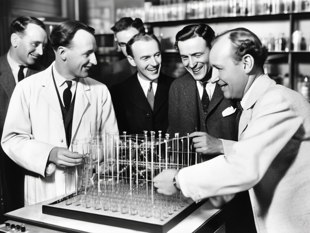 Watson y Crick presentando el modelo del ADN